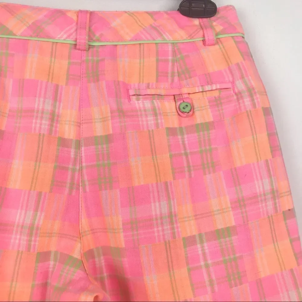 Lady Hagen Vibrant Pink Plaid Bermuda Shorts